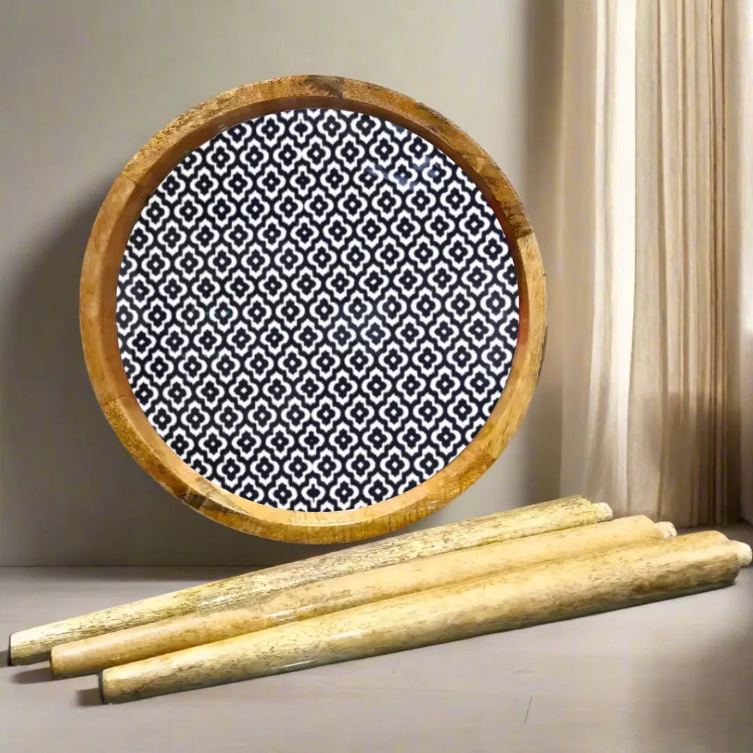 Immersive Midnight Clover Print Wooden Serveware