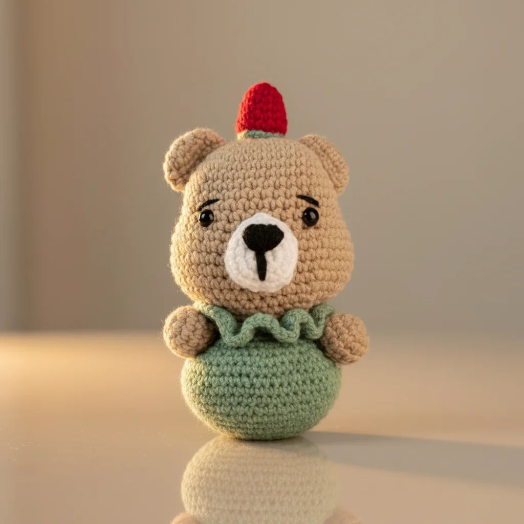 Festive Crochet Bear Soft Toy & Decor Ornament