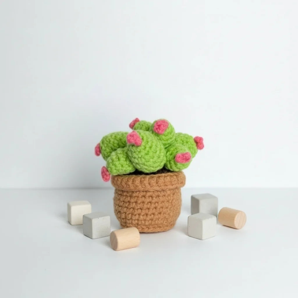 Crochet Potted Star Cactus Plant - Decorative Gift
