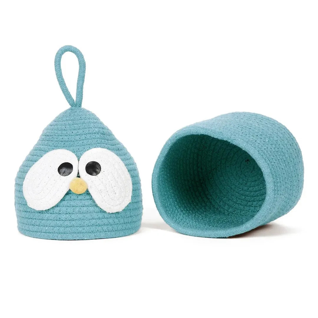 Soft Cotton Owl Storage Basket with Lid - Color options