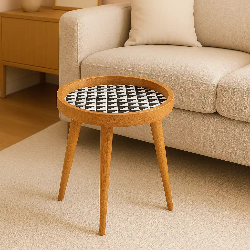 Stylish Black & White Pattern Wooden Serveware