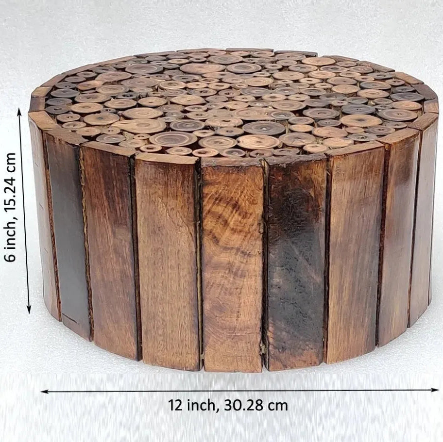 Heritage Wooden Stool & Pooja Chowki - 12 inch x 12 inch x 6 inch