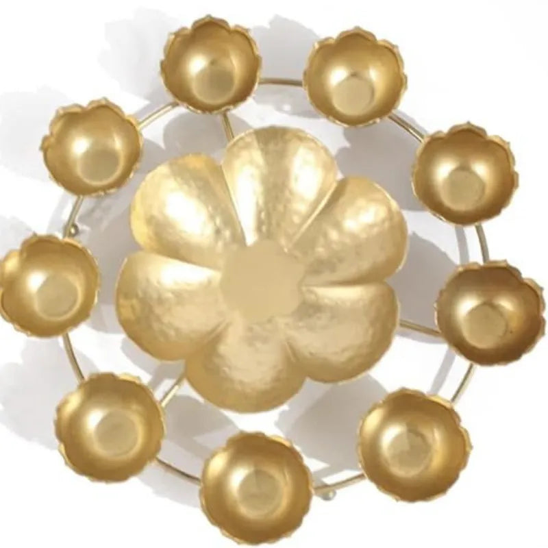 Golden Tealight Urli Bowl - Pooja Diya & Tealight Candle Holder - 12 inch