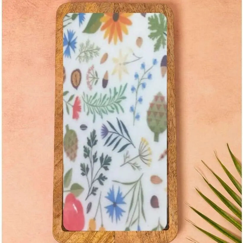 Colorful Spring Season Floral Print Wooden Serveware