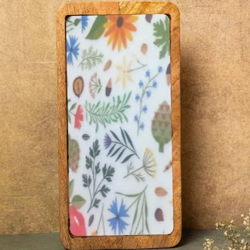 Colorful Spring Season Floral Print Wooden Serveware