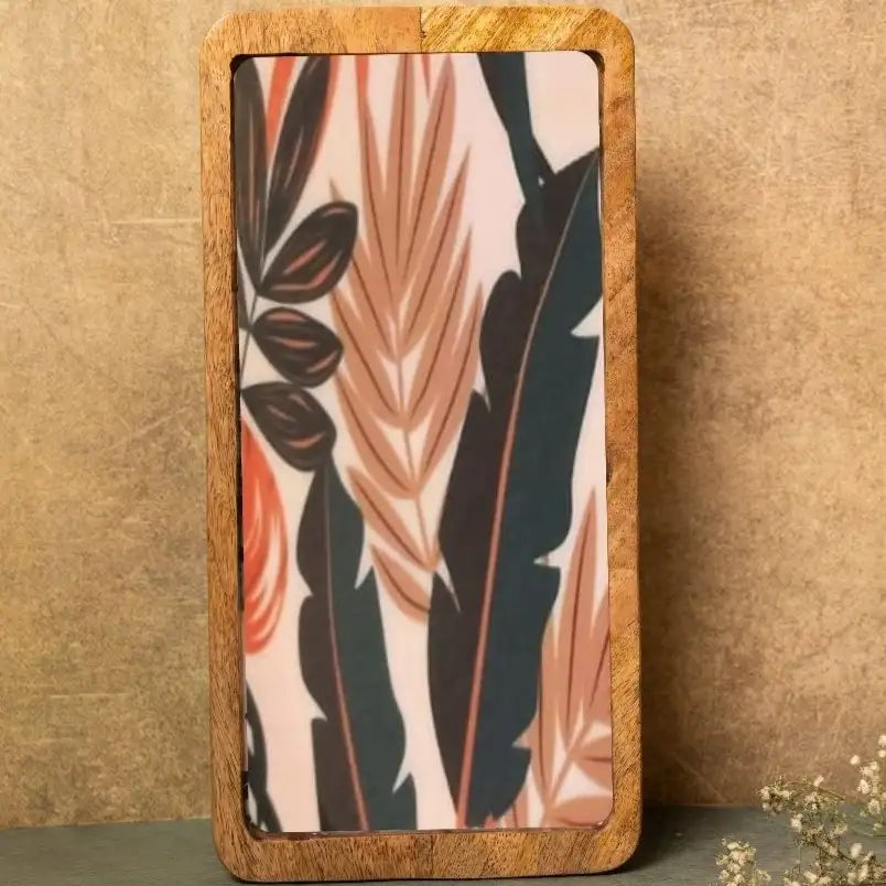 Orange Savanna Leaves Print Wooden Serveware