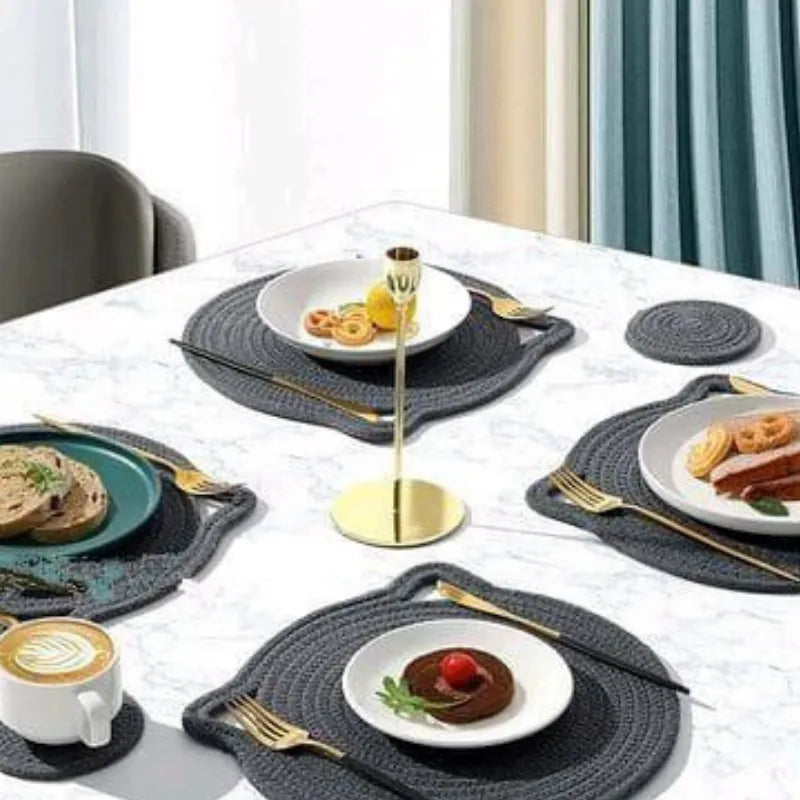 Cat-Ear Cotton Round Placemats