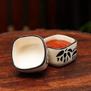 Black & White Hand Painted Ceramic Dip Bowls