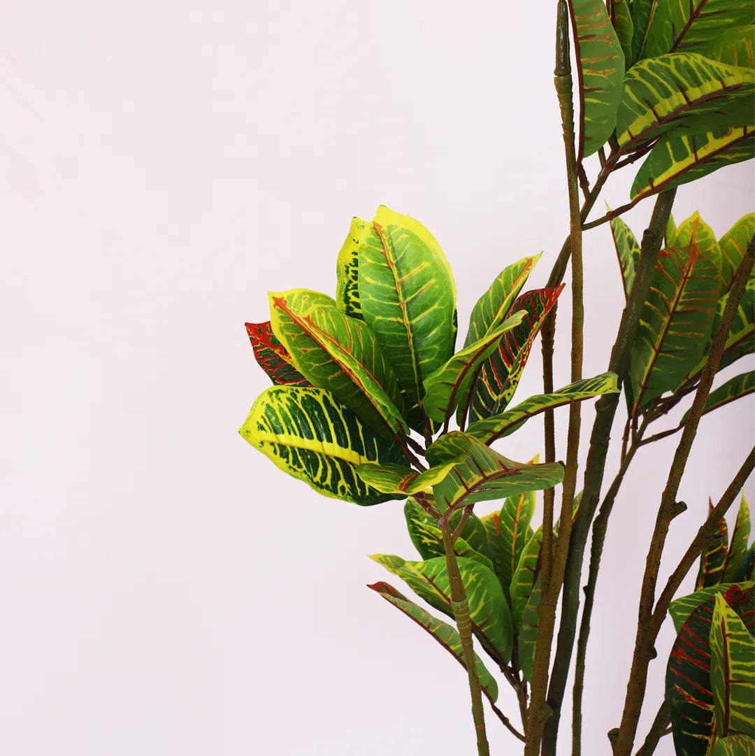 Tropical Iceton Croton Leaf Plant with Pot - Artificial Plant