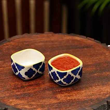 Blue & White Hand Painted Ceramic Dip Bowls