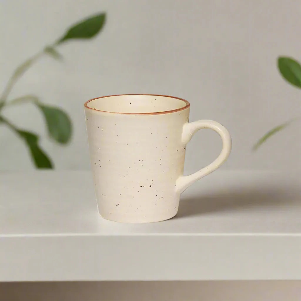 White Ribbed Handmade Ceramic Coffee/Tea Mugs - Microwave Safe