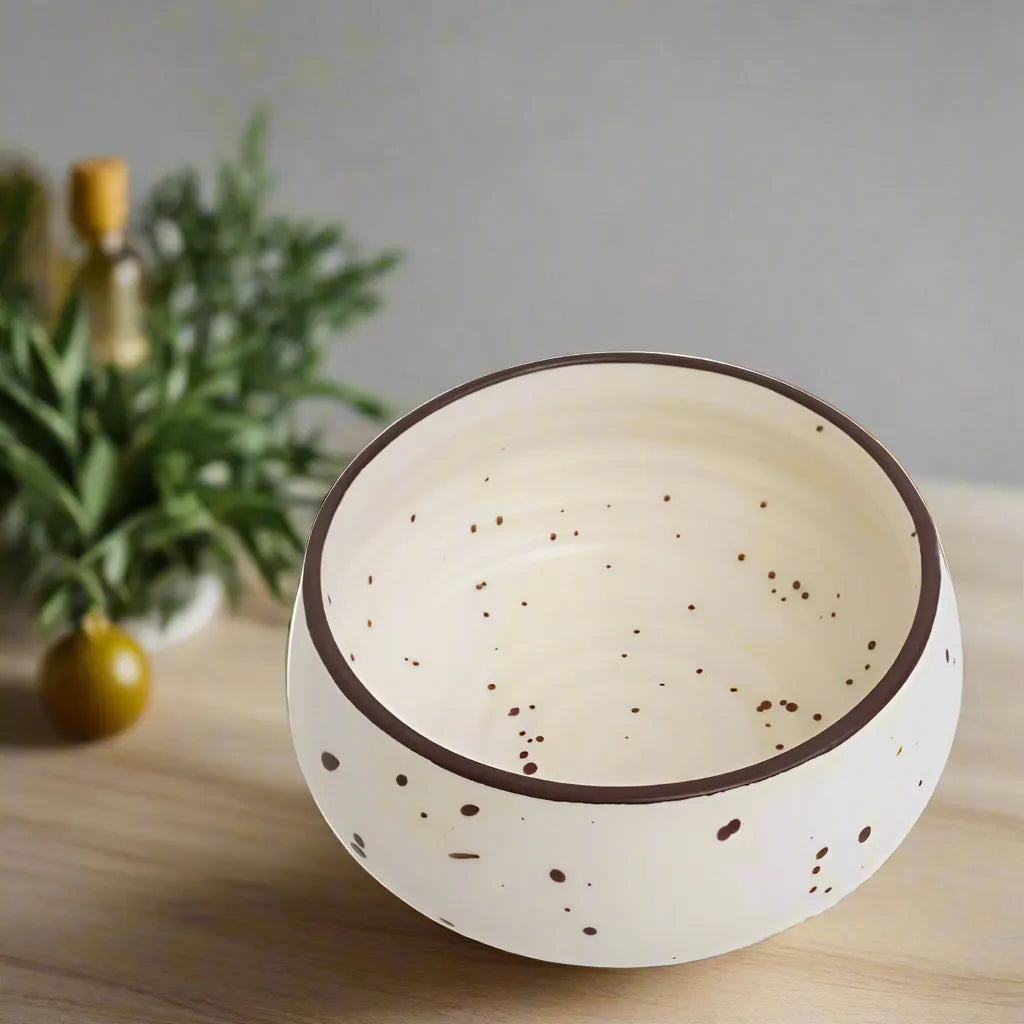 Hand-crafted Speckled Classic Brown & White Ceramic Bowls