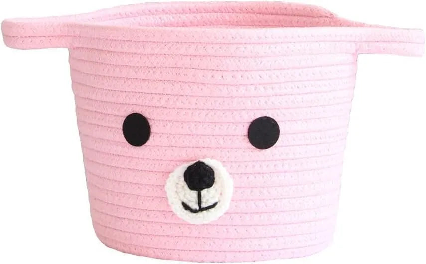 Bear Face Cotton Rope Storage Basket - Multiple Color Options