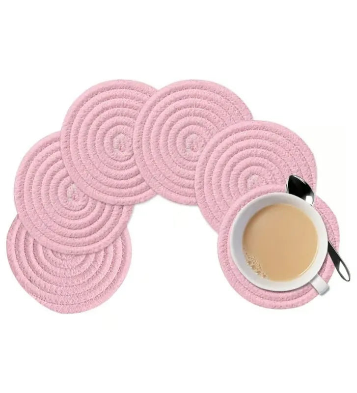 Light Pink Vintage Cotton Handmade Coasters for Coffee table