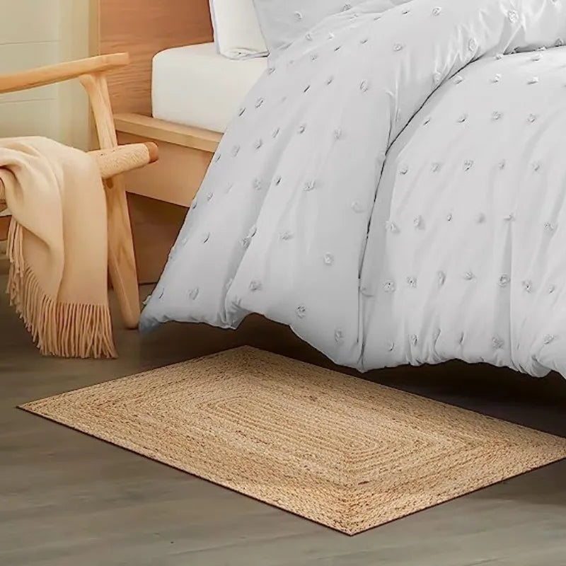 Beige Jute Essence Rectangular Reversible Rug