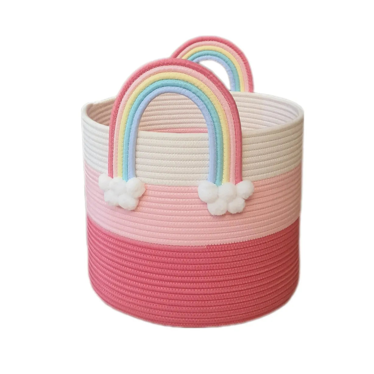 White & Pink Rainbow Cotton Storage Basket