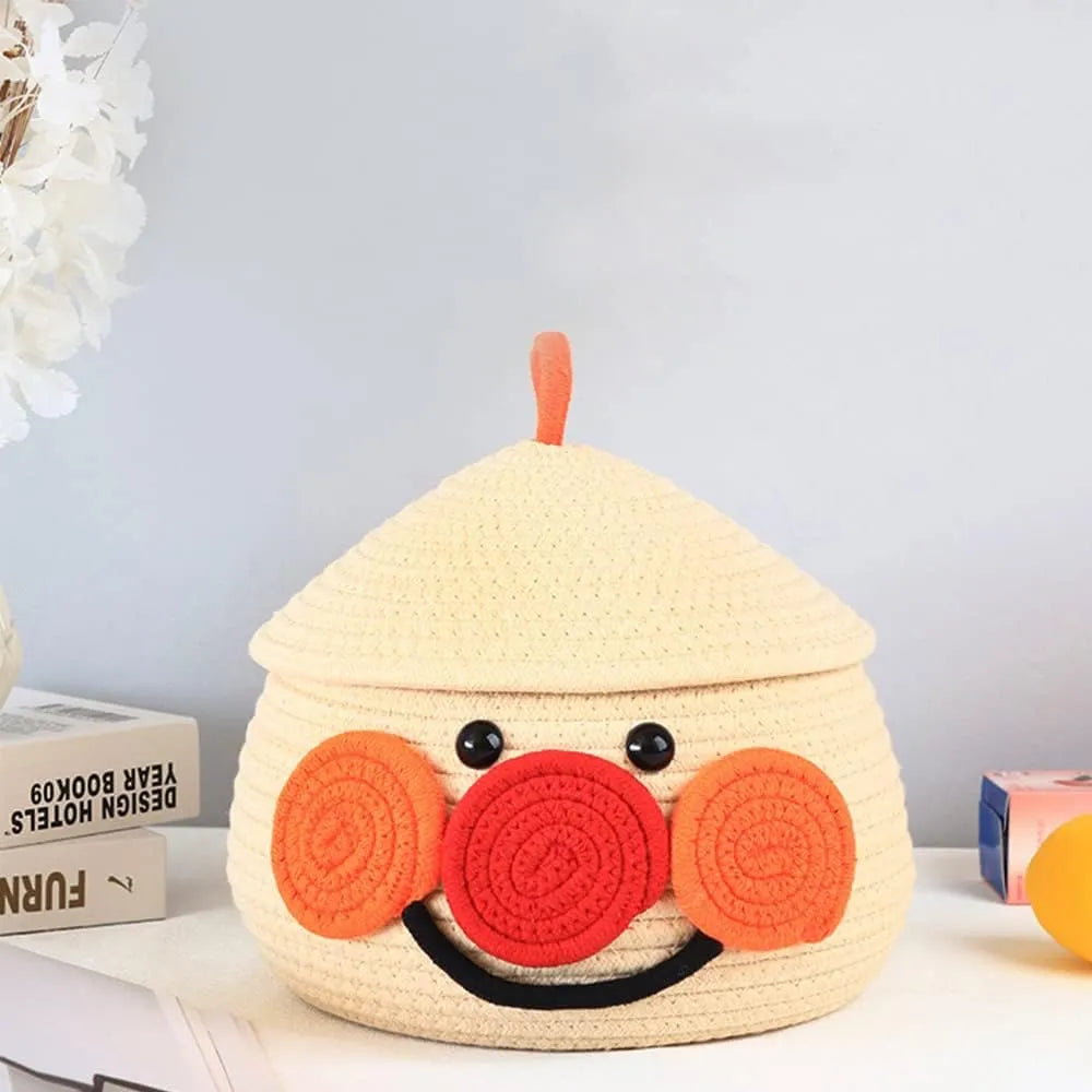 Eco Friendly & Safe Cotton Storage Basket with Lid for Kids