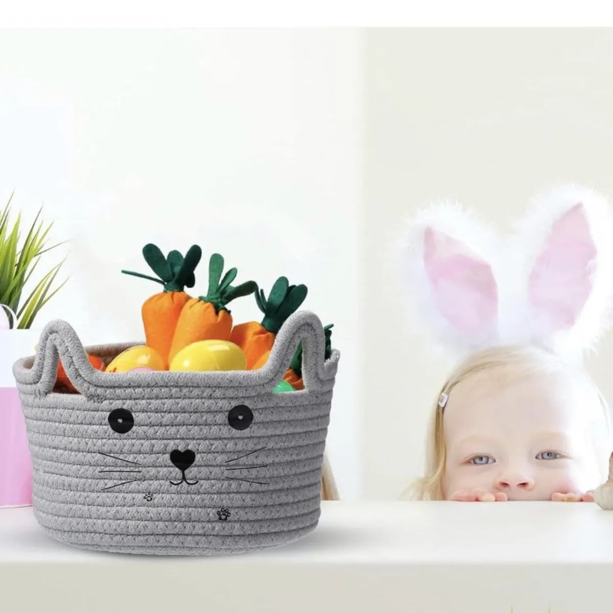 Soft Cotton Rope Storage Basket for kids - Multiple Colors