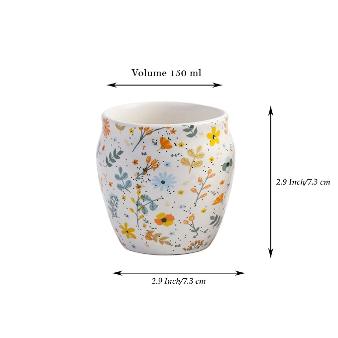 Hand-Painted Traditional Ceramic Sun Floral Kulhad Tea Set