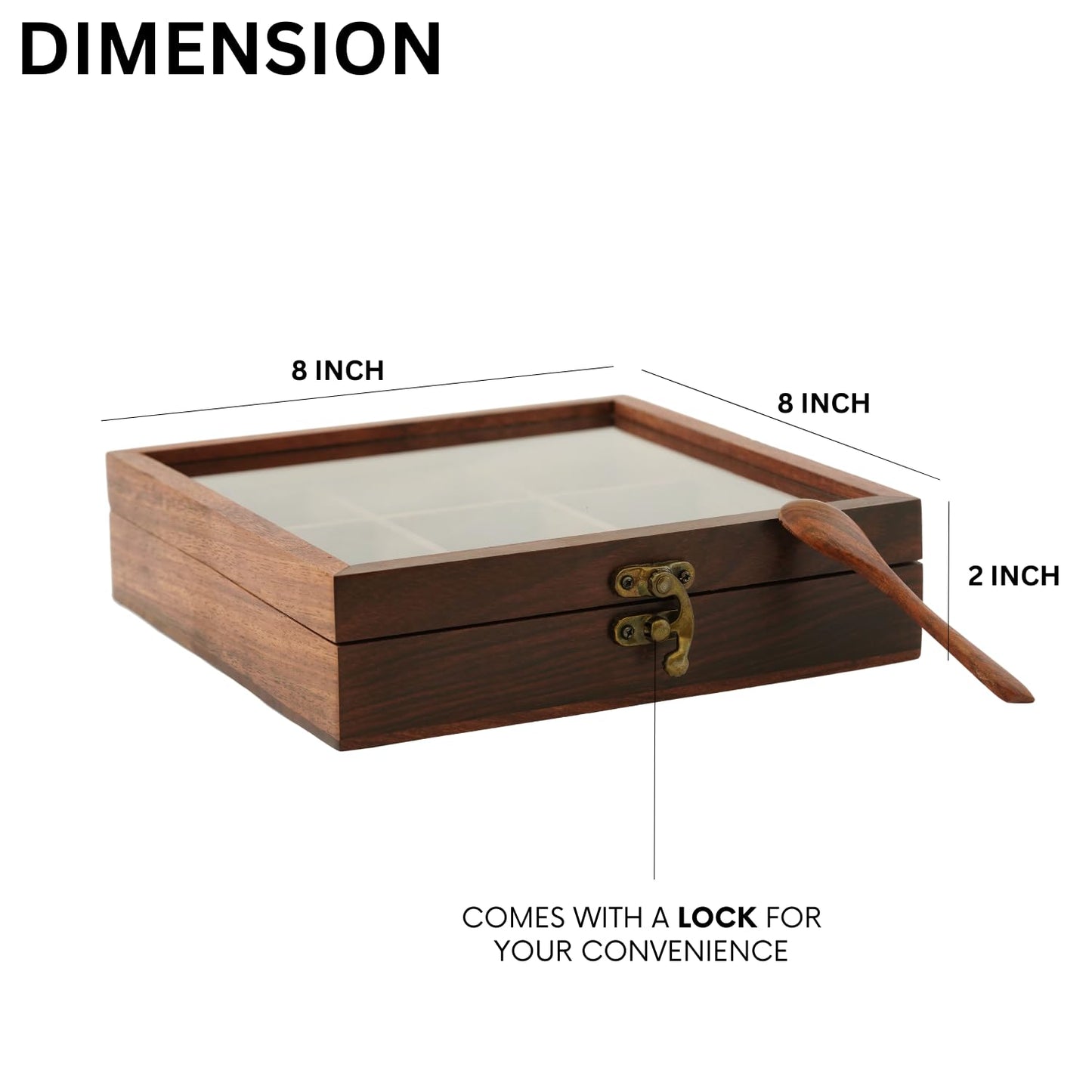 Sheesham Wood Masala Box – 9 Partition Non Detachable Spice Organizer with Spoon