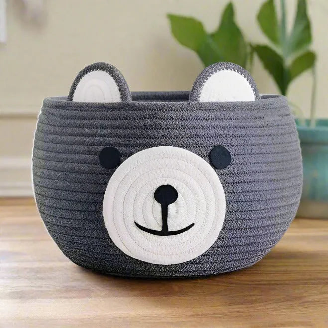 Grey Cotton Handmade Planter & Organizer Basket