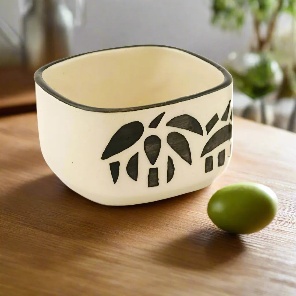 Black & White Hand Painted Ceramic Dip Bowls