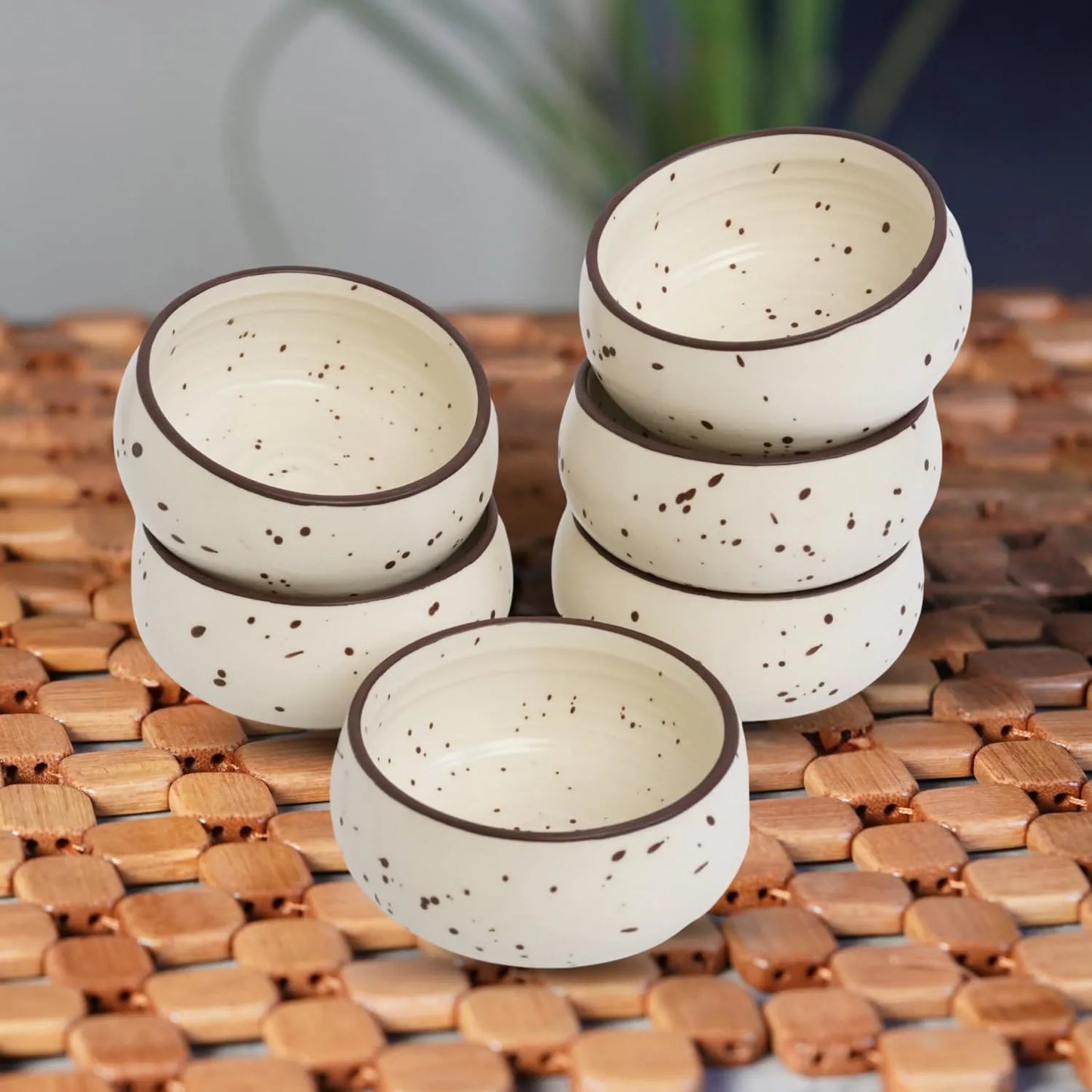 Hand-crafted Speckled Classic Brown & White Ceramic Bowls
