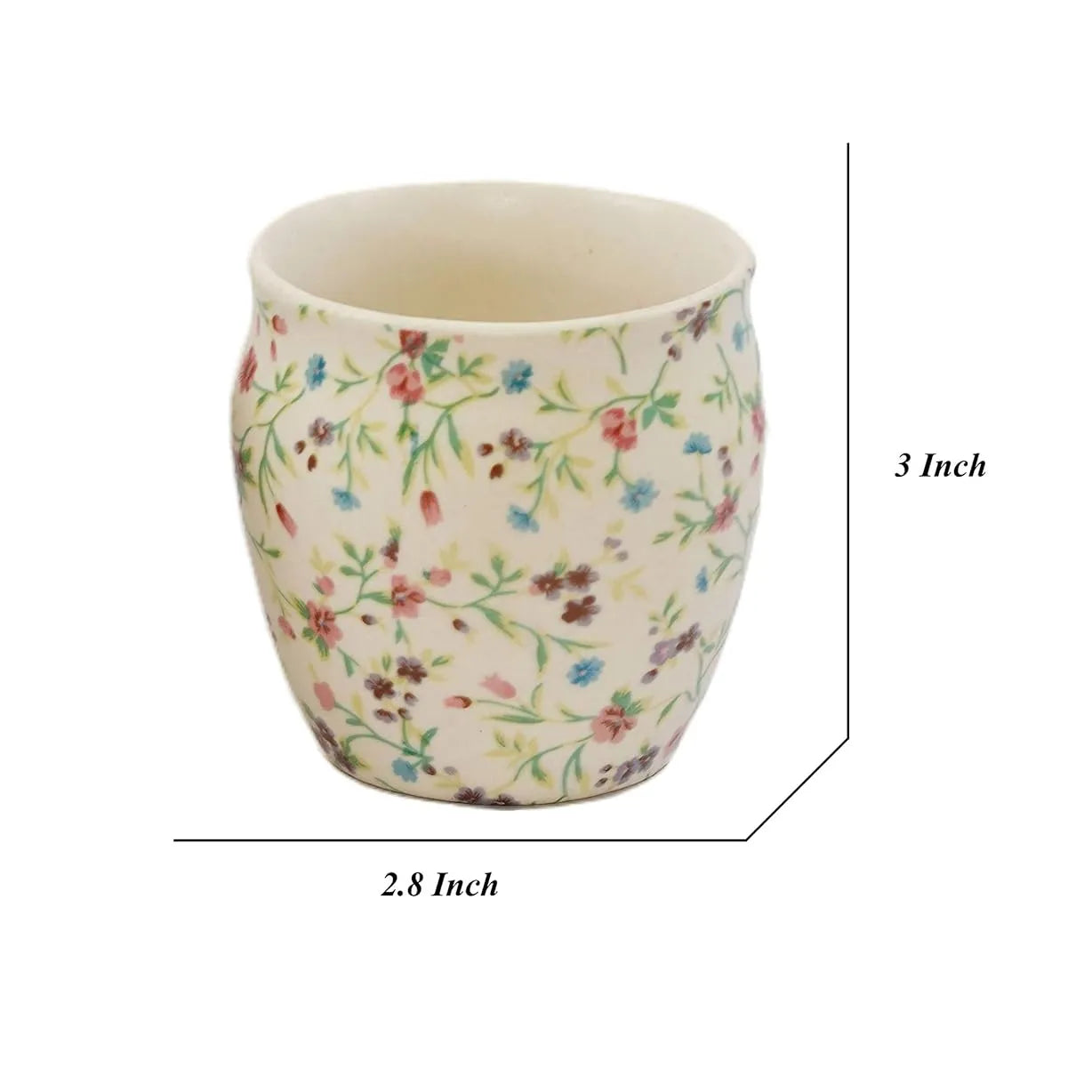 Hand-Painted Traditional Ceramic Floral Kulhad Tea Set