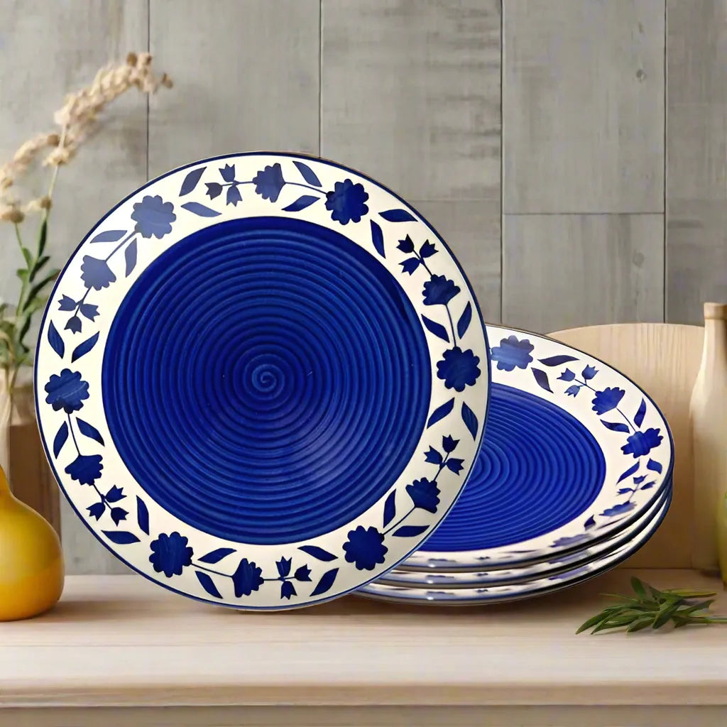 Hand-Painted Floral Ceramic Dinner Plates Set 10 inch