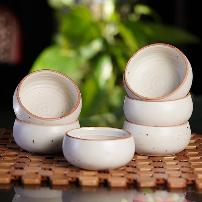 Off White Handcrafted Cream White Matte Finish Ceramic Bowls - Set of 6