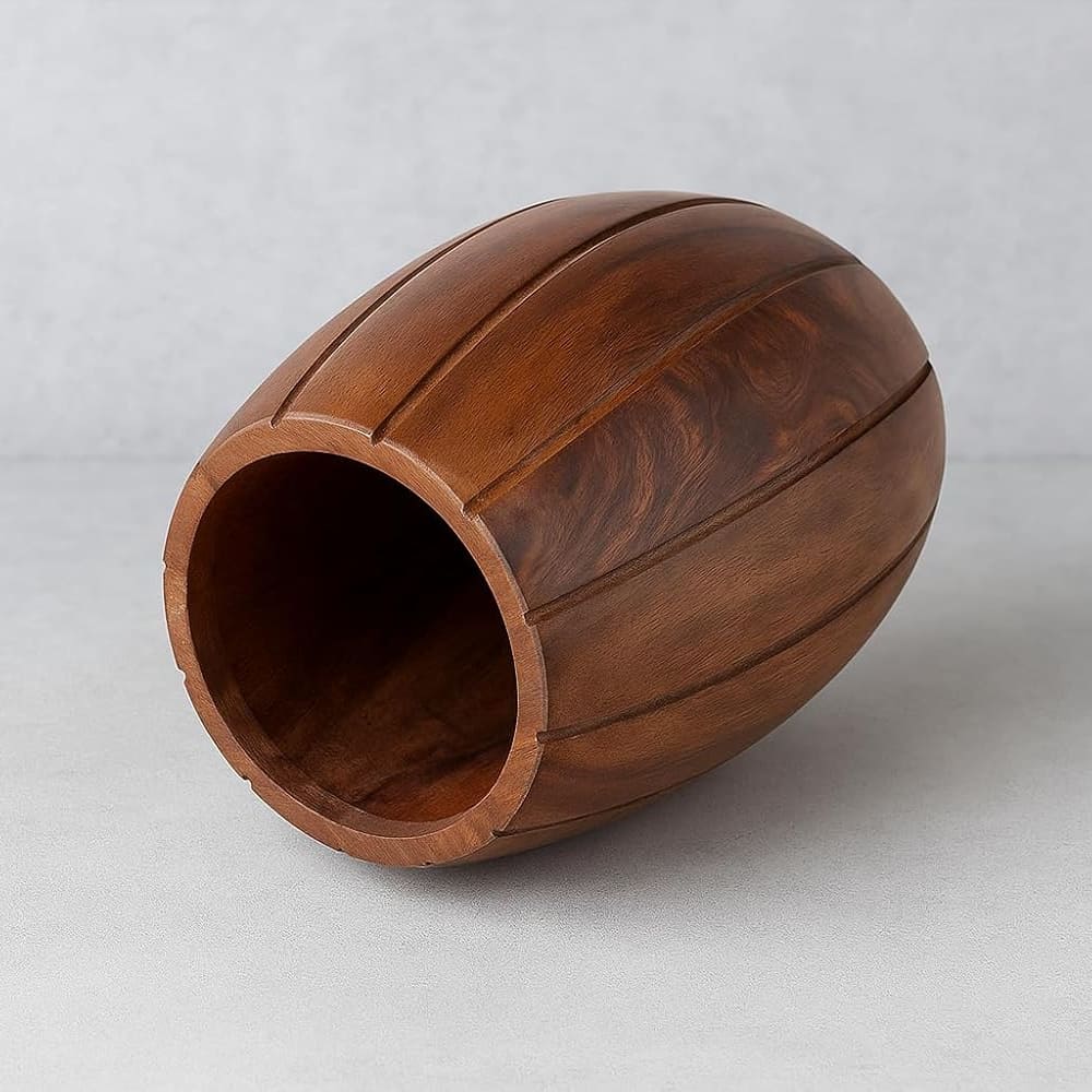 Barrel-Shaped Wooden Cutlery Holder - Sheesham wood