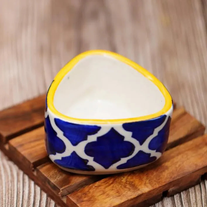 Blue & Yellow Hand Painted Ceramic Dip Bowls