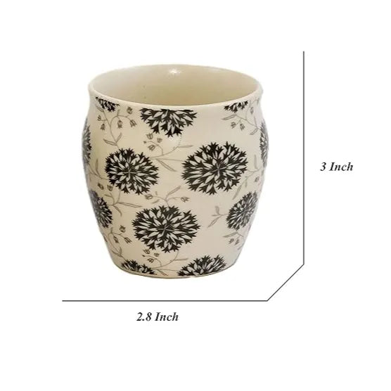 Hand-Painted Traditional Ceramic Midnight Petals Kulhad Tea Set
