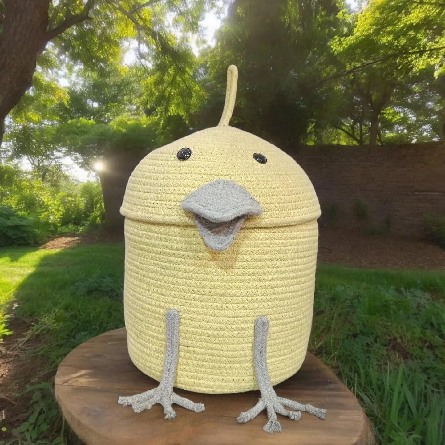 Yellow Bird Storage Basket – Soft Cotton Rope Organizer