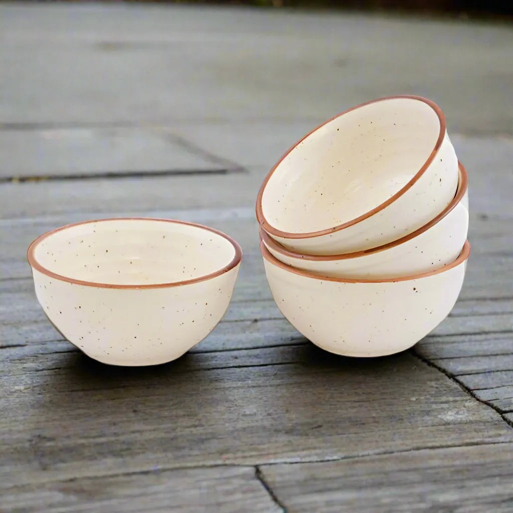 Handcrafted Matte Finish Off White Ceramic Bowls - Set of 4