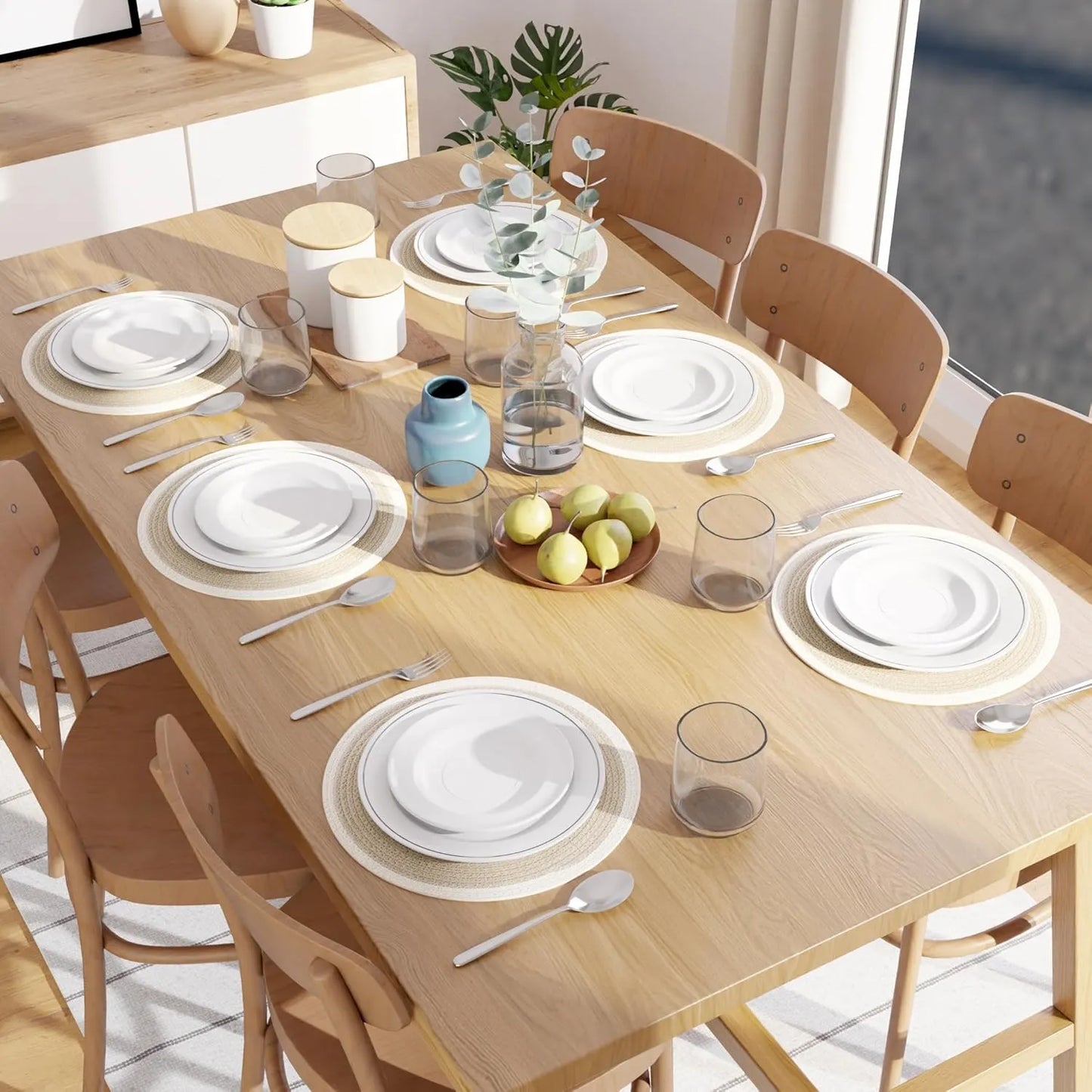 Beige with Off-White Border Chic Dual-Color Placemats