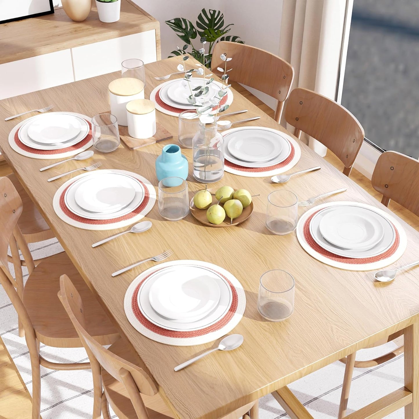 Coral with Off-White Border Chic Dual-Color Placemats