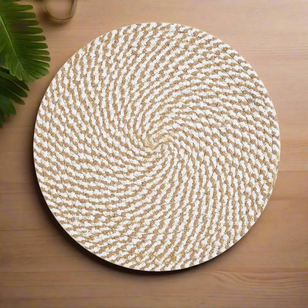 White & Beige Criss Cross Placemats