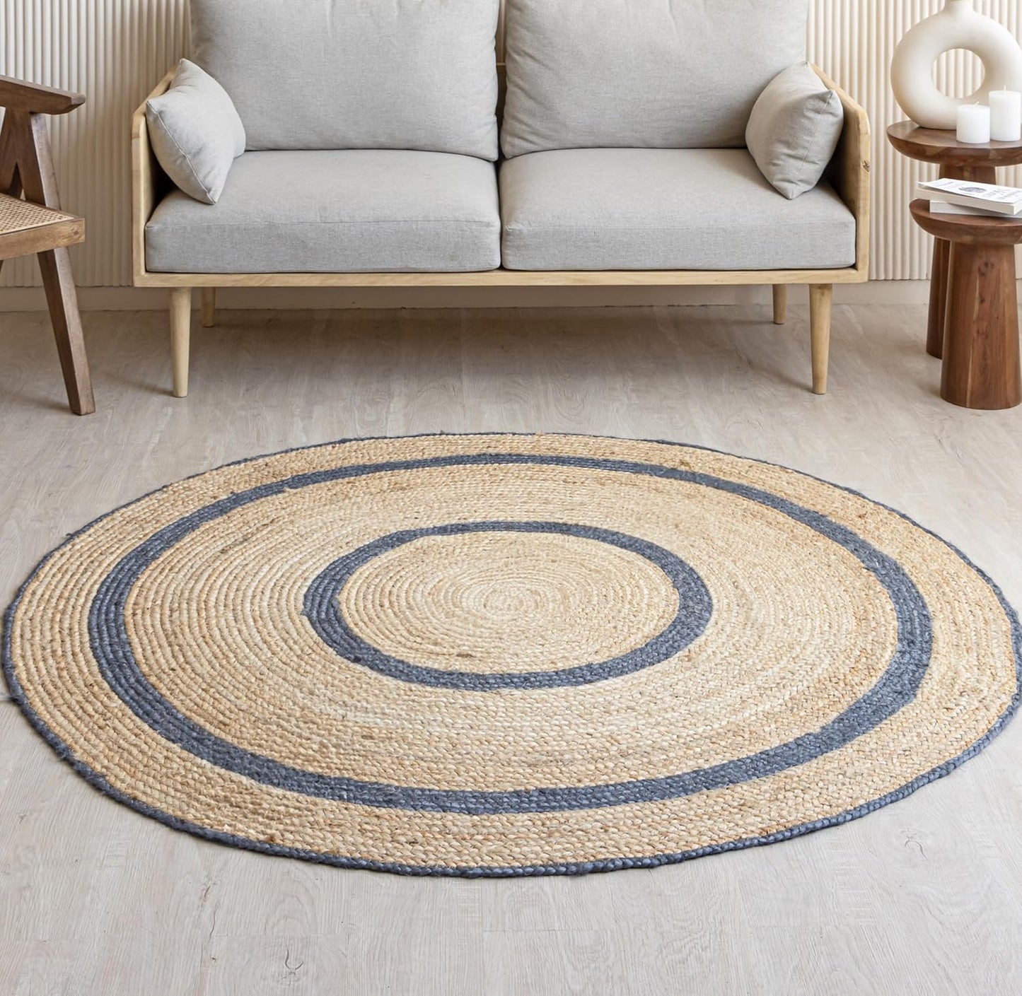 Round Stripe Rug-Handwoven Cotton Floor Mat