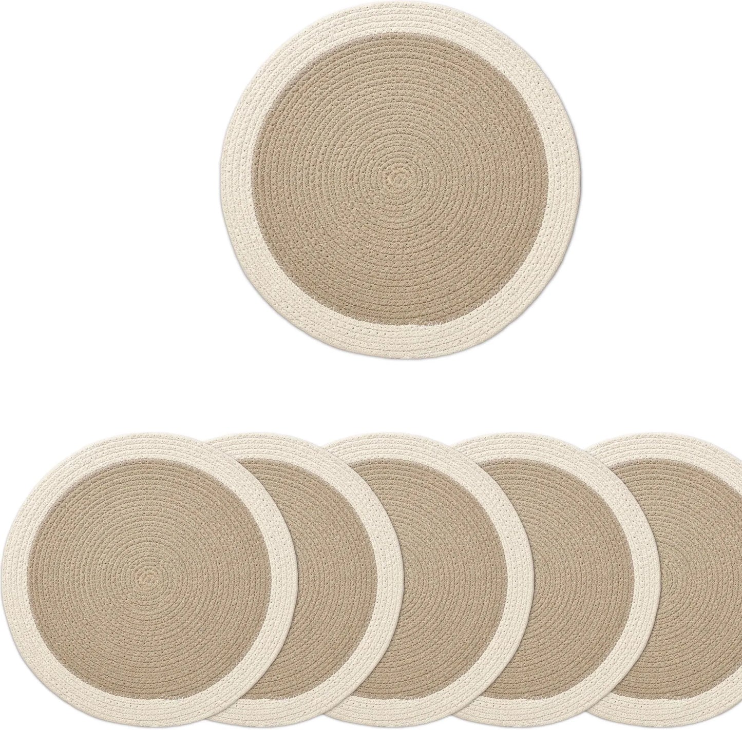 Beige with Off-White Border Chic Dual-Color Placemats