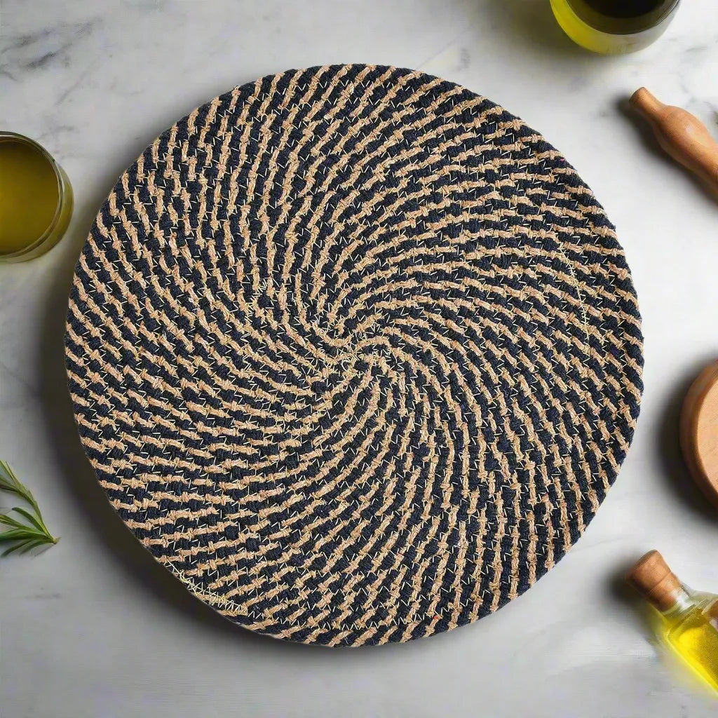 Dark Blue & Beige Criss Cross Placemats