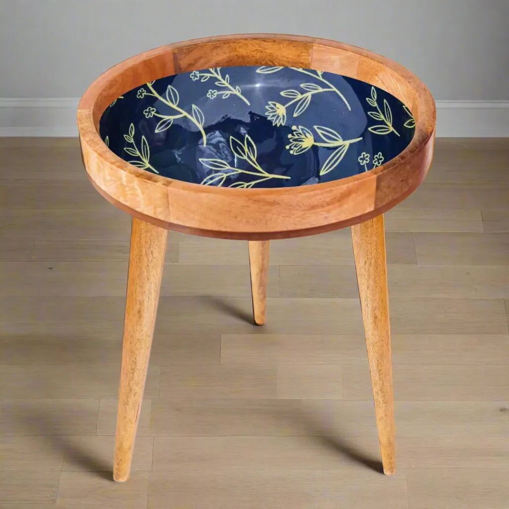 Elegant Twilight Botanica Floral Print Wooden Serveware