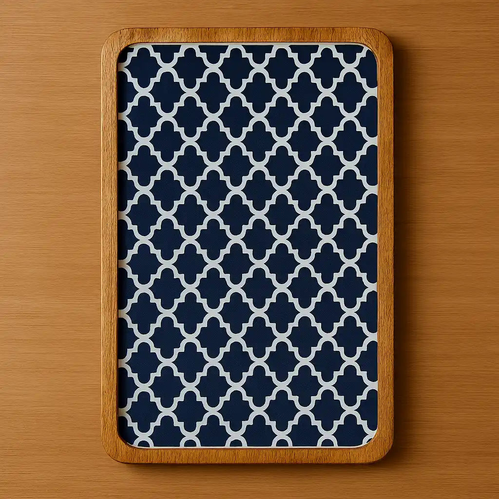 Designer Blue Mosaic Print Wooden Serveware