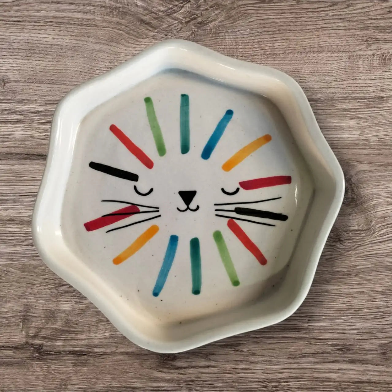 Cute Cat Face Colorful Ceramic Cup & Saucer