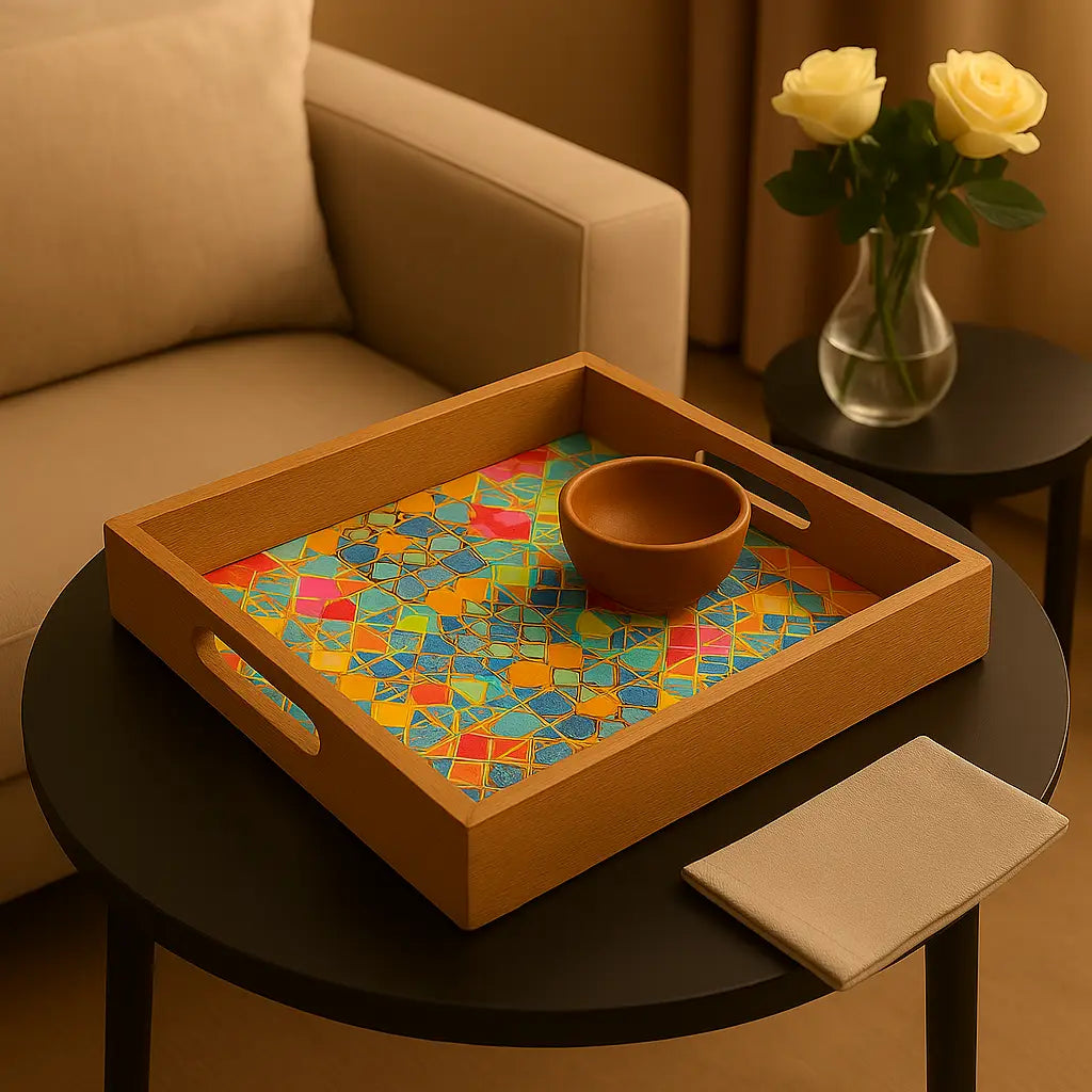 Colorful Sporadic Print Wooden Serveware