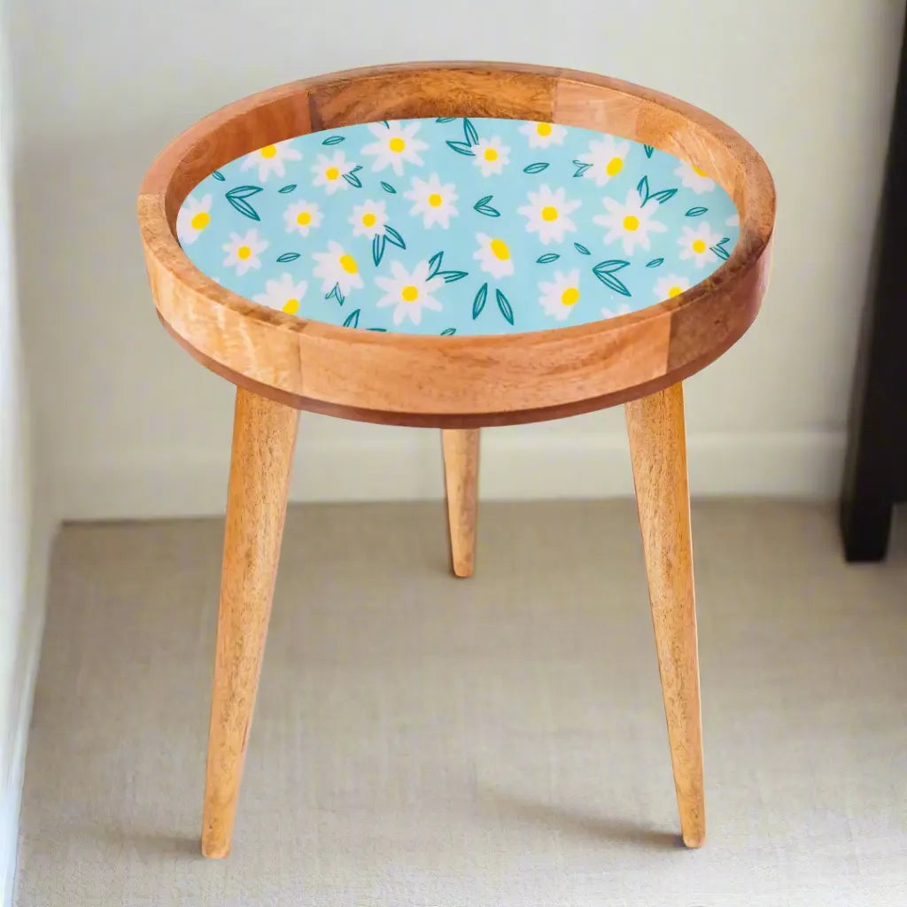 Daisy Delight Floral Print Wooden Serveware