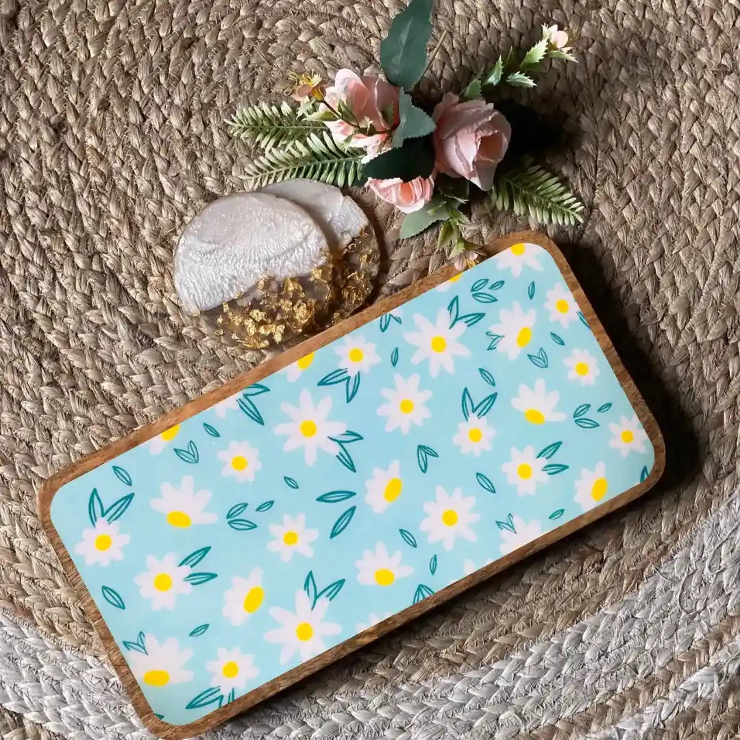 Daisy Delight Floral Print Wooden Serveware