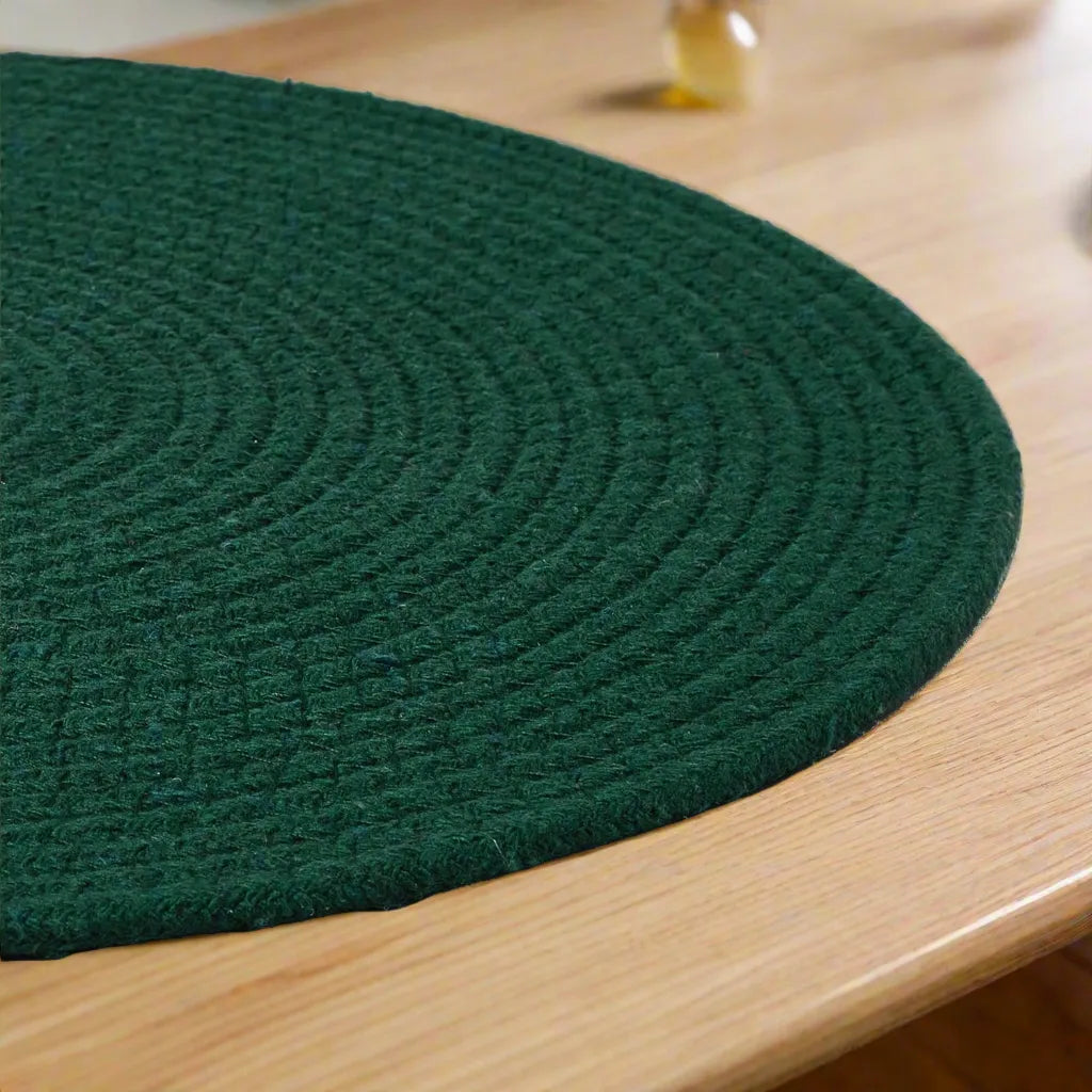 Dark Green Cotton Braided Placemats