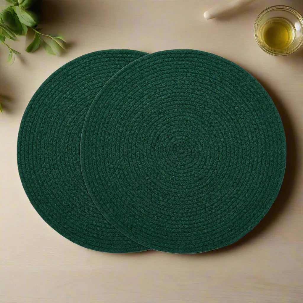 Dark Green Cotton Braided Placemats