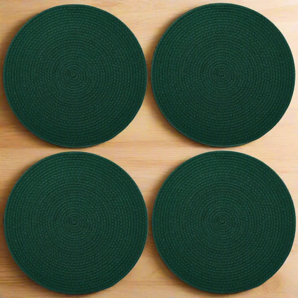 Dark Green Cotton Braided Placemats